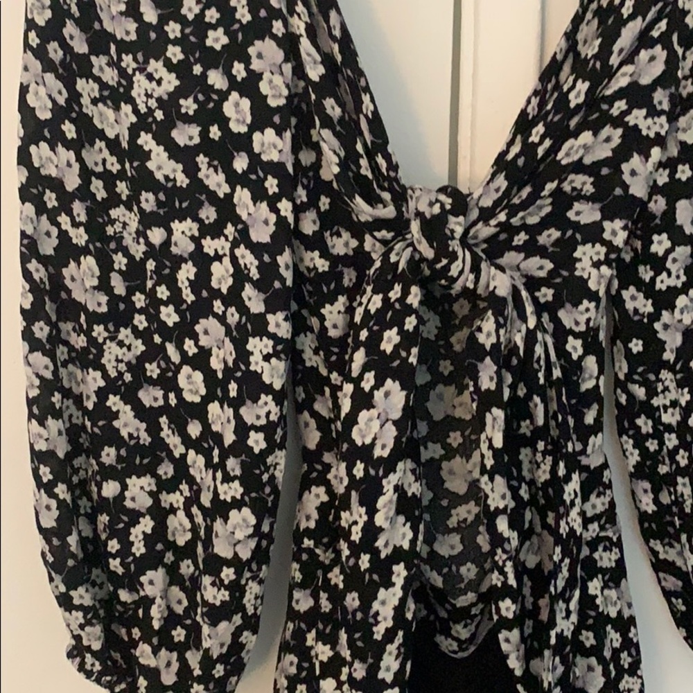 Long black and white floral jumpsuit